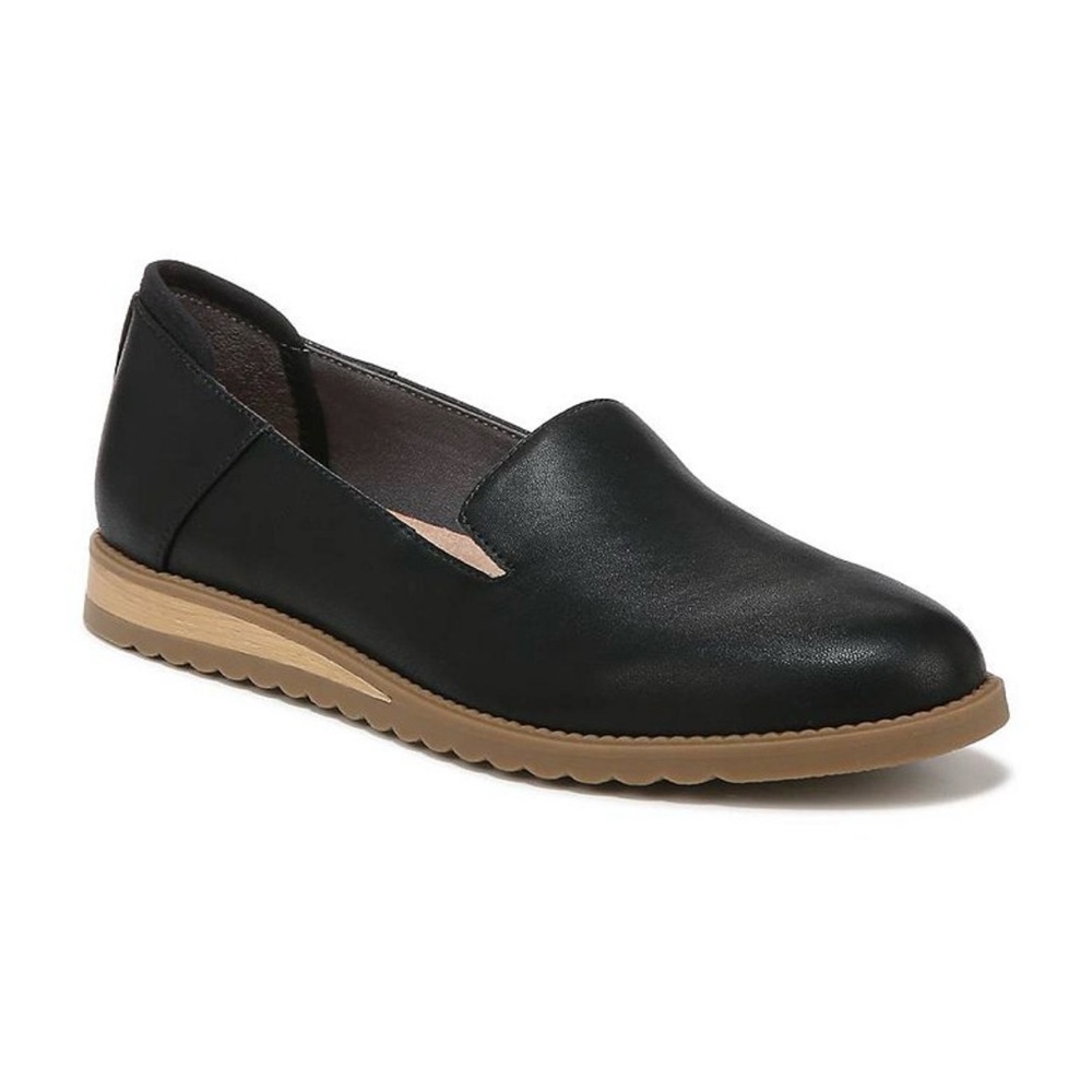 NWOB Dr. Scholl's Jetset Black Slip-On Loafer Size 9.5 Faux Leather Comfortable